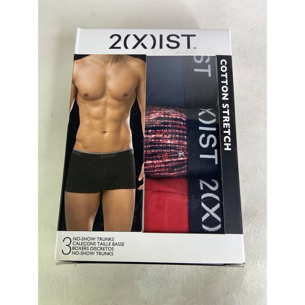 2xist Cotton Stretch 3 Pack No Show Trunks Boxer Briefs Underwear Mens Size XL